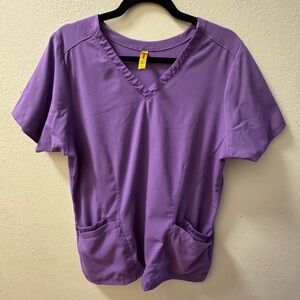 Wonderwink Aero Women’s Purple Scrub Top Size Large Short Sleeve Pockets